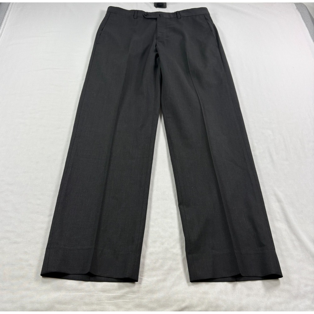 Ermenegildo Zegna Wool Pants Mens 32x31 Black Straight Leg Dress Slacks